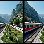Here are two professional image prompts for Stable Diffusion XL, generated based on your description of the Montenegrin train journey:
