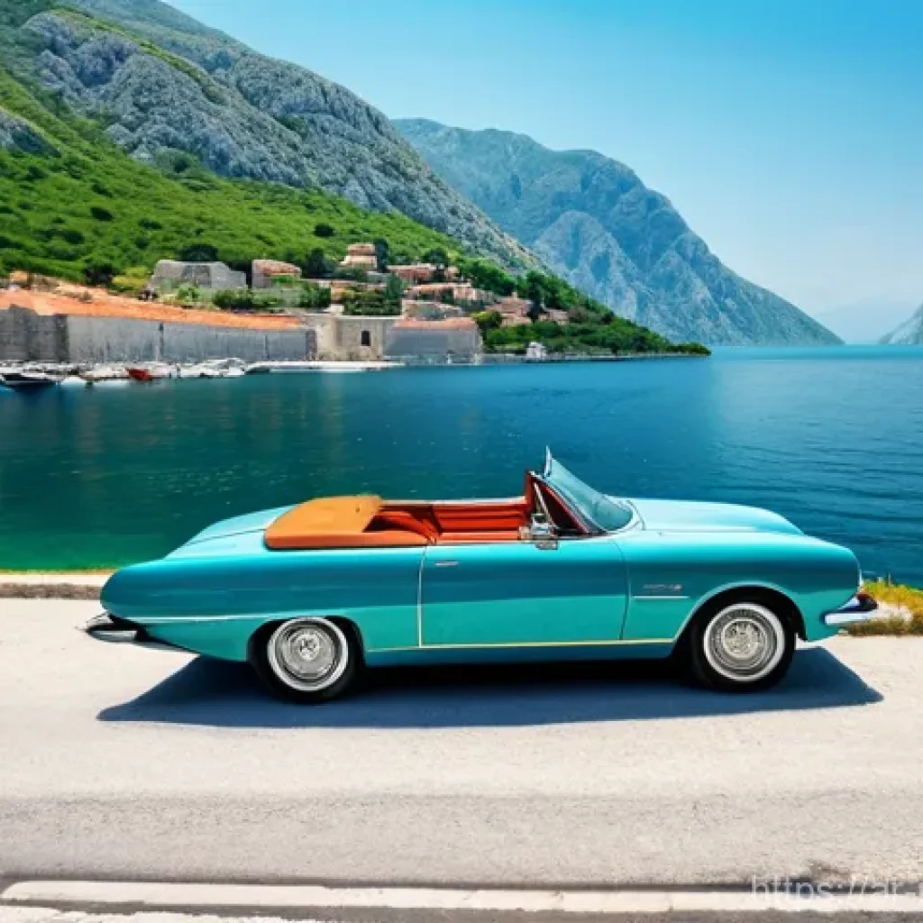 몬테네그로 드라이브 루트 - **"A breathtaking scenic drive along the Bay of Kotor, Montenegro. A sleek, modern convertible car i...