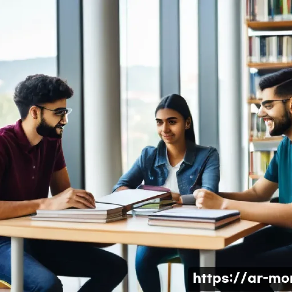 몬테네그로 대학 랭킹 - A vibrant and diverse group of university students, including young men and women of Arab descent, a...